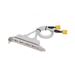 Bagplade med 4 USB-hunstik & kabel med 2 x 9-bens stik.