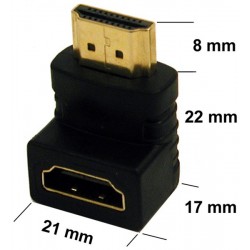 90º HDMI-vinkelstikadapter - han-til-hun-guldstik