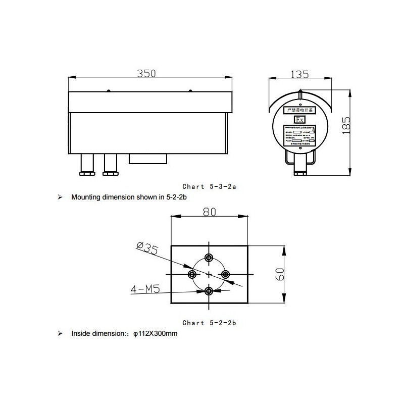 Udendørs kamerahus (Eksplosions sikkert) - 12V DC/24V DC/220V AC