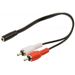 Phonokabel med 3.5mm minijack hun til 2x RCA Phono (20 cm) - DANBIT A/S
