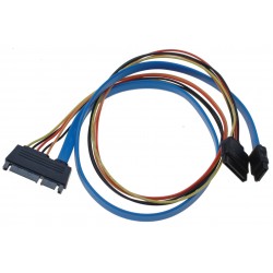 HDD kabel, SATA 22 ben han til 7 ben og 15 ben SATA Power hun - 60 cm