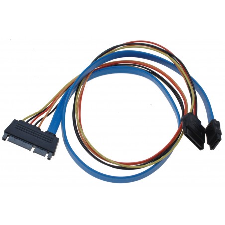 HDD kabel, SATA 22 ben han til 7 ben og 15 ben SATA Power hun - 60 cm