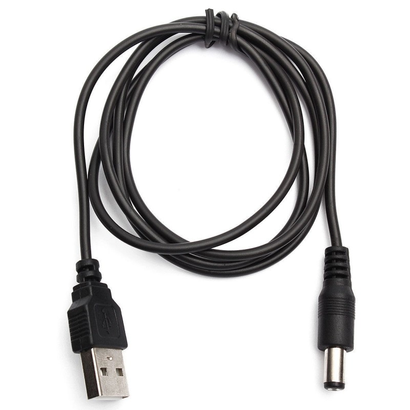 USB han til 2.1/5.5 DC kabel, 1 meter
