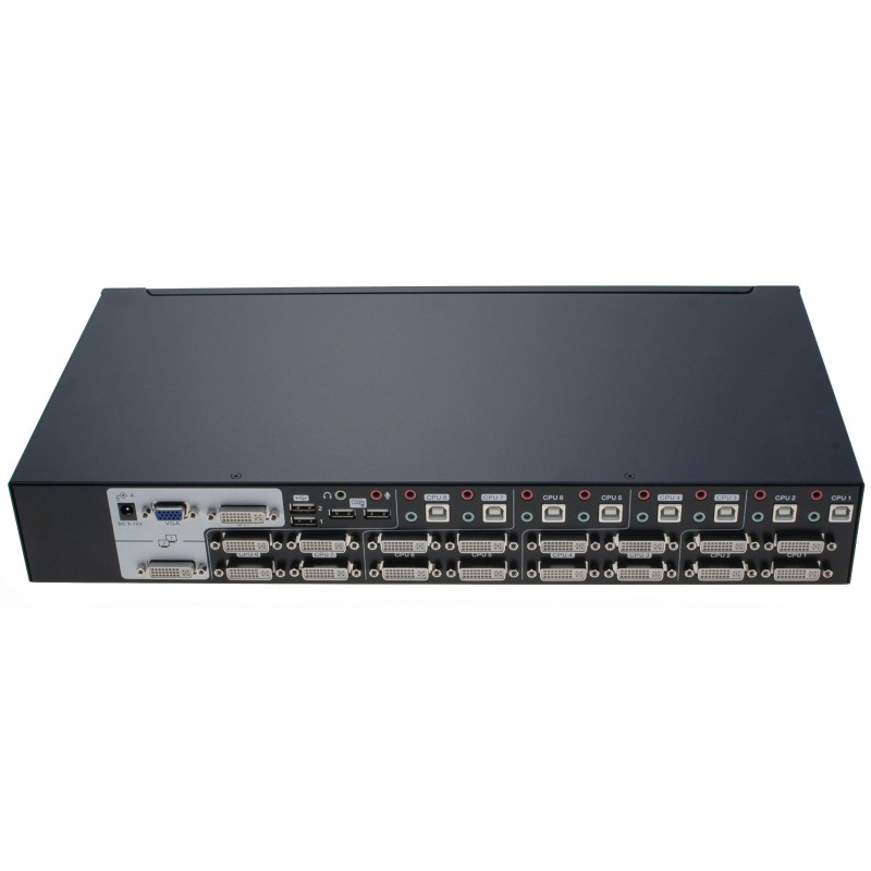 8 ports KVM omskifter, Dual head DVI, USB og lyd