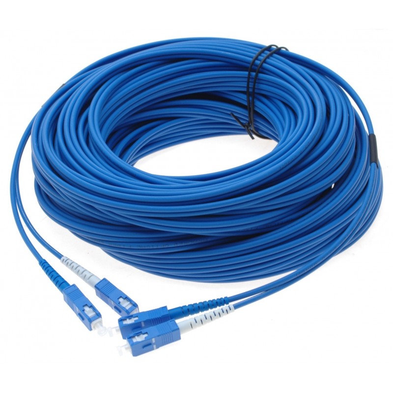 Armored fiber cable, Singlemode, SC-SC, 250m, 9/125my, Blue, LSZH, Duplex with 2 SC connectors at each end