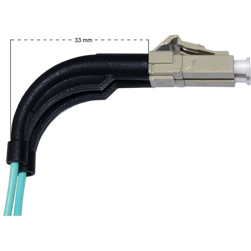 Vinklet Fiberkabel. Multi mode, LC-LC, 0,5m, 50/125my, OM3, Aqua, LSZH