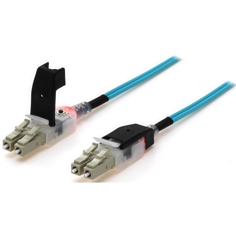Fiberkabel, LED lys, Multi mode, LC-LC, 2m, 50/125my, OM3, Aqua, LSZH, Duplex