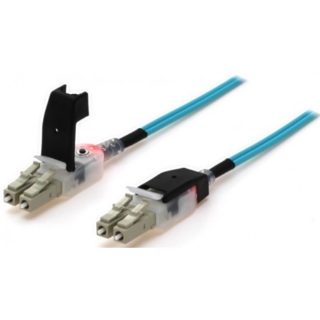 Fiber cable, LED light, Multi mode, LC-LC, 3m, 50 / 125my, OM3, Aqua, LSZH, Duplex