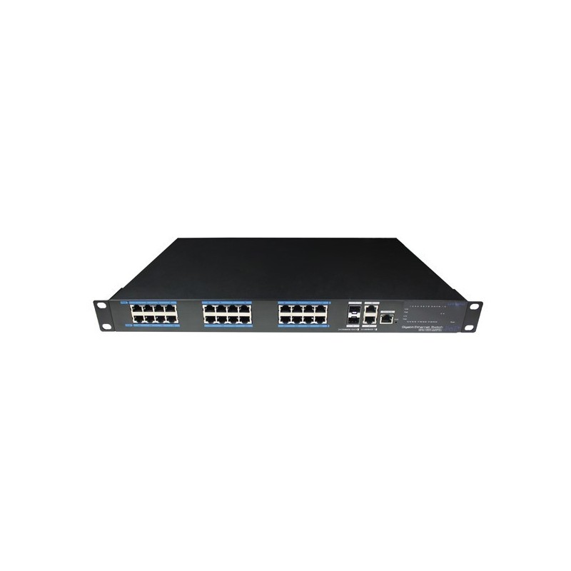 24 port Managed Switch. 24 x 10/100/1000Mbit RJ45. Fiber 2 x 1000Mbit SFP slot