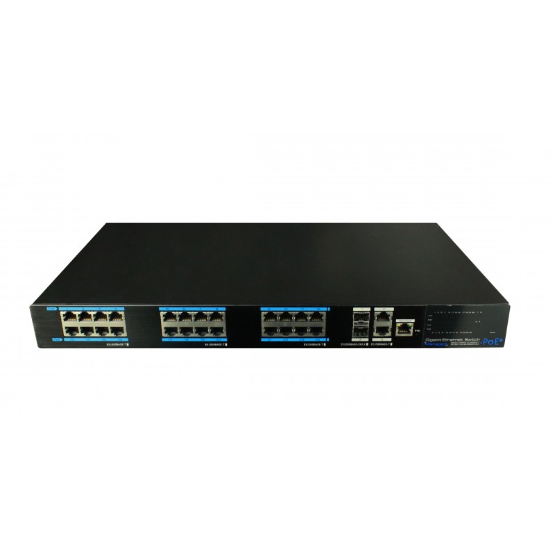 24 port Managed Switch. 24 x 10/100/1000Mbit RJ45. Fiber 2 x 1000Mbit SFP slot