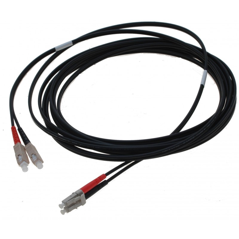 Armeret fiberkabel, Multimode, LC-SC, 2m, 62,5/125, Sort, LSZH, duplex