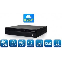 NVR-optager til 16 kameraer med POE-forsyning samt MOBILE app til IOS og Android 4K