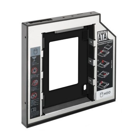 5½" Monteringsramme/ adapter/ drev til 2½" HDD eller SSD til intern SATA tilslutning, 12,7 mm tyk, Plug & Play