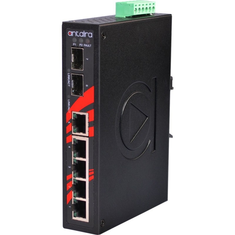 Antaira LNX-0702G-SFP-T - 5 ports Industriel 10/100/1000Mbit + 2 x 100/1000Mbit switch - DANBIT