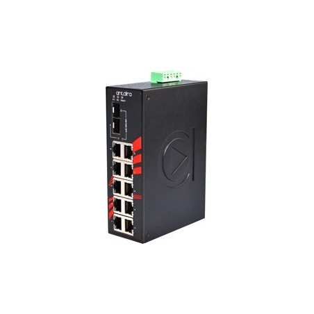 10 ports Industriel 10/100/1000Mbit + 2 x 100/1000Mbit SFP slot switch, DIN-beslag, -10 - +70°C, 12 - 48VDC
