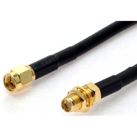 SMA antenna extension cable male-female, 75 ohm, black, 10m
