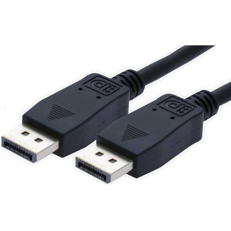 Displayport-kabel (DP han-han), 5m, sort, med mekanisk lås