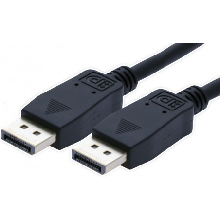 Displayport-kabel (DP han-han), 5m, sort, med mekanisk lås