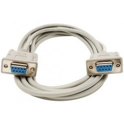 Nullmodem RS232 COM kabel med 2 x DB9 hun, 28 AWG, grå , 3,0m
