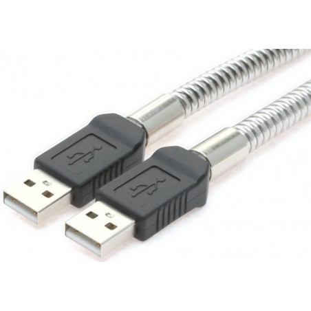 Metal reinforced USB cable with metal protected outer sheaths, A Male - A male, 1500 PSI, AWG20, metal, 3,0m
