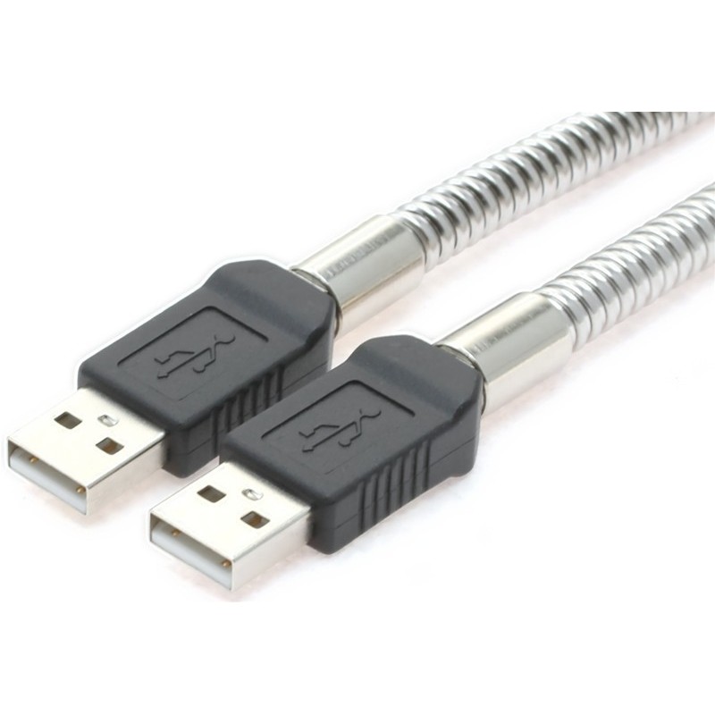 Metal armeret USB kabel med metalbeskyttede yderkapper, A han – A han, 1500 PSI, AWG20, metal, 5,0m