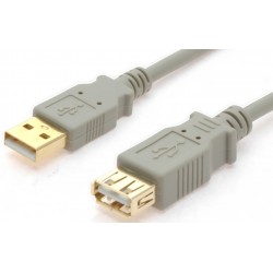 USB 2.0 kabel, A han – A hun, AWG28, grå, 5,0m