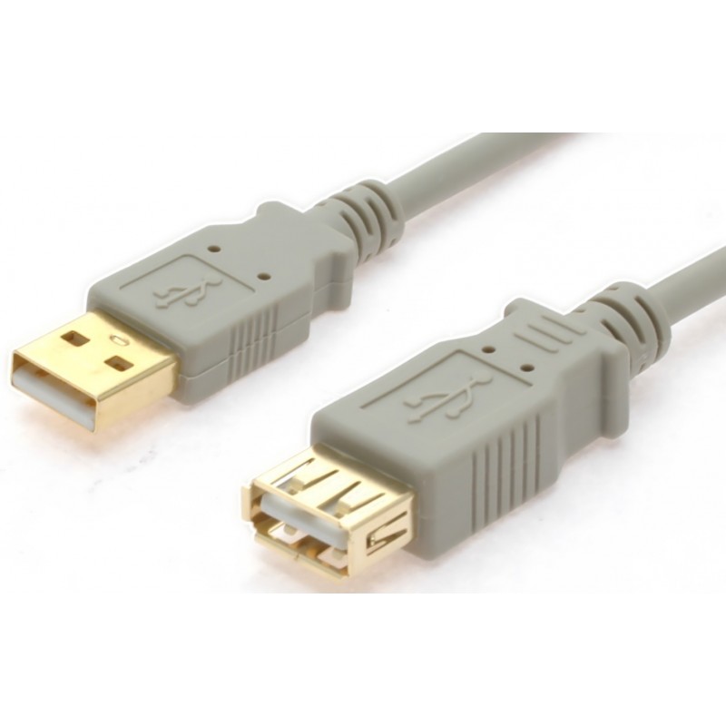USB 2.0 kabel, A han – A hun, AWG28, grå, 5,0m