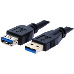Børnehave Bugt Imidlertid Kort USB 3.0 forlængerkabel, A han – A hun, AWG28, sort, 75 cm kvalitets  kabel