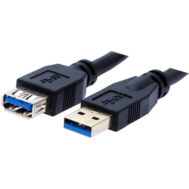 USB 3.0 forlængerkabel, A han – A hun, AWG28, sort, 1,0 med guldbelagte stik