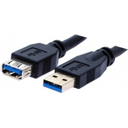 USB 3.0 forlængerkabel, A han – A hun, sort, 30m
