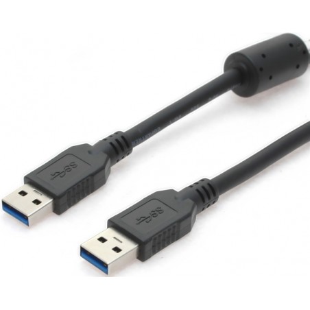 USB 3.0 kabel med ferrit, A han – A han, AWG28, sort, 5,0m