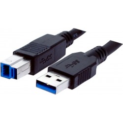 USB 3.0 cable, A male - B male, AWG28, black, 1,0m