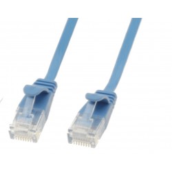 Cat. 6 netværkskabel, fladkabel, ultra slim, UTP til Gigabit netværk, AWG36, blå, 10m